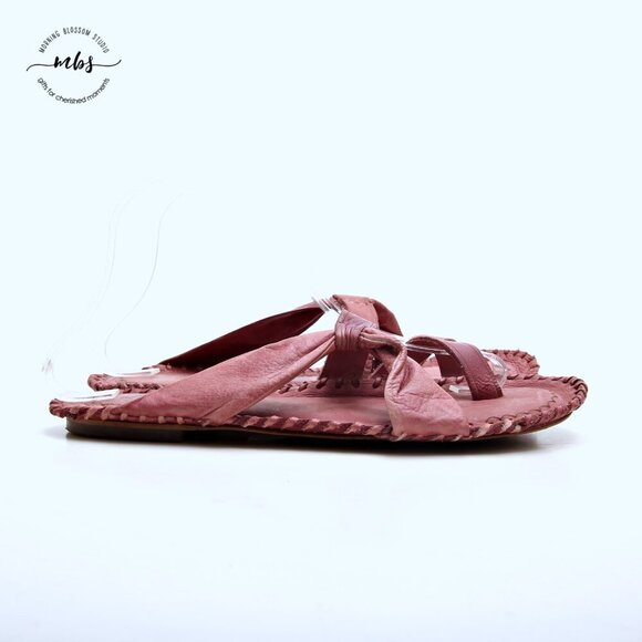 Free People Bailey Leather Criss Cross Strappy Boho Sandals Pink Women Size 8.5‎ - Picture 2 of 15